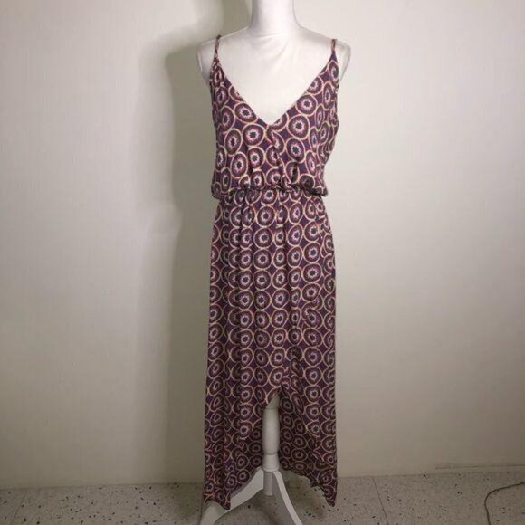 Tiare Hawaii Dress One Size OSFM Womens High Low Pink Gray Elastic Waist Straps - Picture 14 of 15